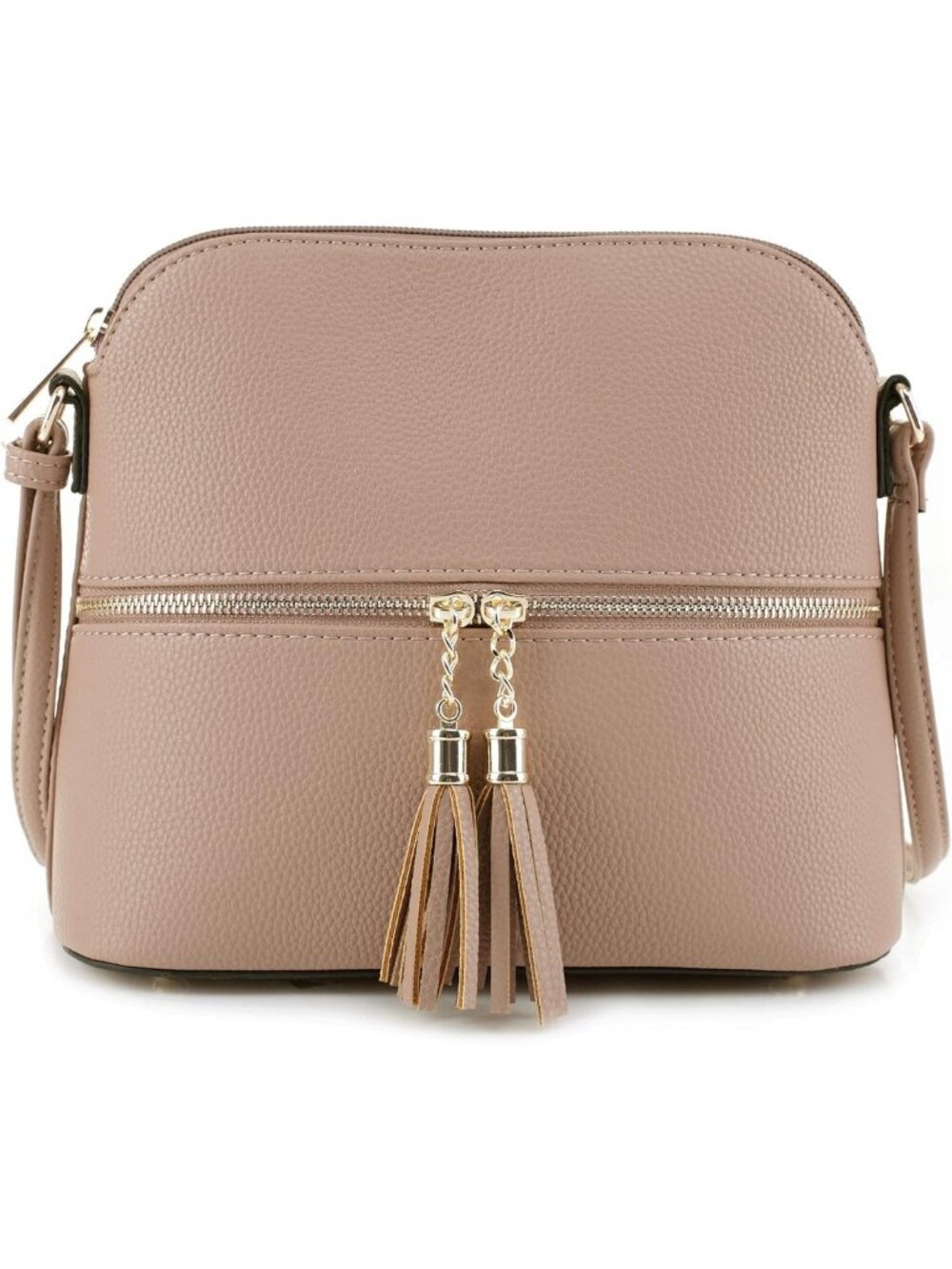 Lightweight Medium Dome Crossbody Bag with Tassel | Adjustable Strap & Zipper